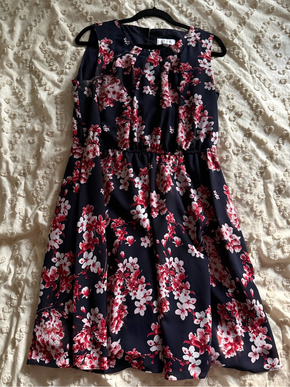 Elle Navy Dress with Pink and Red Floral Print